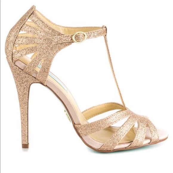 Betsey Johnson Shoes - Betsey Johnson >> Champagne Gold Sparkly Heals